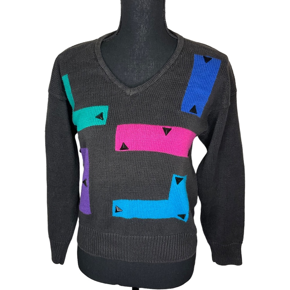 Le Chois II Vintage Petite Unique Pullover Knit Sweater Size Medium